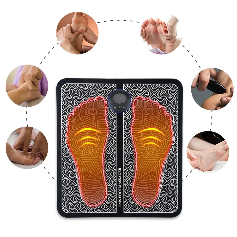 Tapete Massageador elétrico para pés, terapia muscular, relaxamento, cuidados de saúde