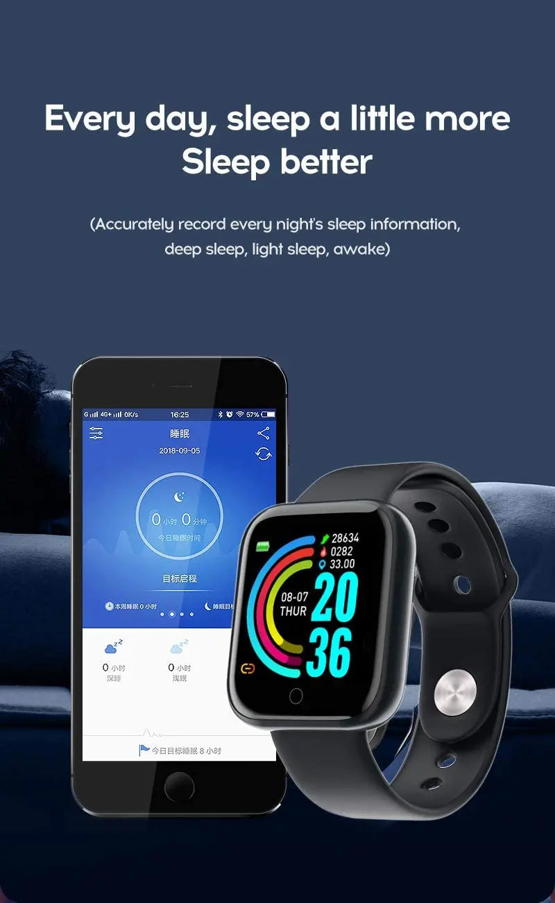 Relógio Inteligente D20 Pro Y68 Smartwatch Resistente Á Água Com Marcação De Batimentos Bluetooth -Envio Imediato